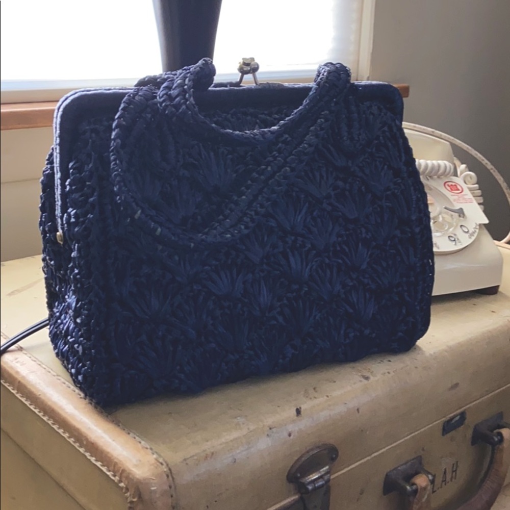 Vintage Navy Woven Purse